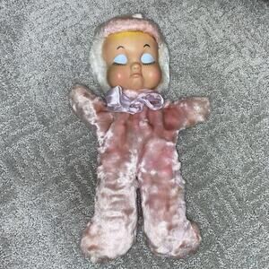 Rushton, Gund? Vintage Old Rubber Pouty Face Sleeping Closed Eyes Baby Plush 14”